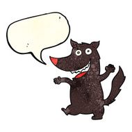 cartoon happy wolf with speech bubble N6