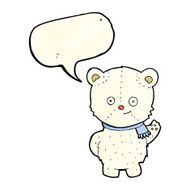 cute cartoon polar bear waving with speech bubble N2