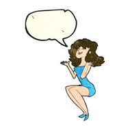 cartoon attractive woman sitting with speech bubble N4