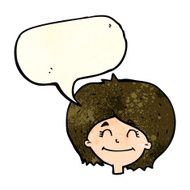 cartoon happy female face with speech bubble N68