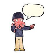 cartoon alien monster man with speech bubble N7