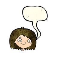 cartoon happy female face with speech bubble N69
