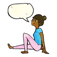 cartoon woman sitting with speech bubble N6