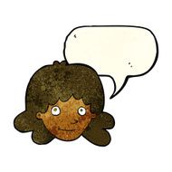 cartoon happy female face with speech bubble N70