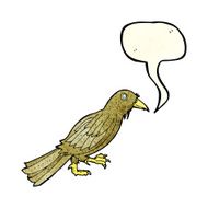 cartoon crow with speech bubble N3