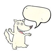 cartoon happy wolf with speech bubble N7