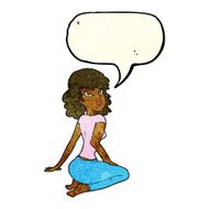 cartoon pretty woman with speech bubble N100