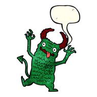 cartoon demon with speech bubble N4