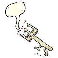 cartoon devil fork with speech bubble N4