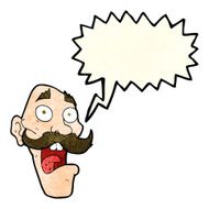 cartoon frightened old man with speech bubble N11