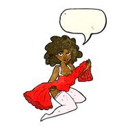 cartoon woman changing with speech bubble N3