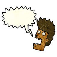 cartoon terrified man with speech bubble N77