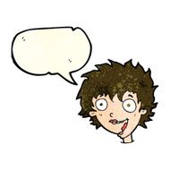 cartoon crazy excited woman with speech bubble N7