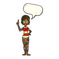 cartoon woman covered in tattoos with speech bubble N4