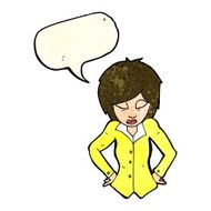 cartoon woman with hands on hips speech bubble N82