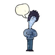 cartoon curious vampire with speech bubble N4