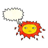 cartoon sad sun with speech bubble N4