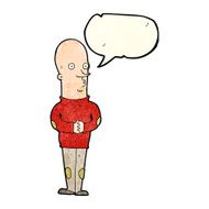 cartoon funny bald man with speech bubble N4