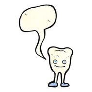 cartoon happy tooth with speech bubble N14