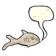 cartoon fish with speech bubble N28