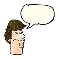 cartoon nervous man with speech bubble N49