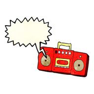 cartoon radio cassette player with speech bubble N3