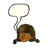 cartoon pretty female face with speech bubble N31