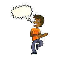 cartoon stressed out man with speech bubble N8
