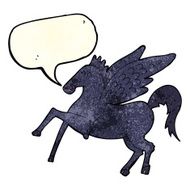 cartoon magic flying horse with speech bubble N2