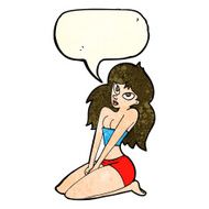 cartoon woman in skimpy clothing with speech bubble N4