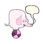 cartoon circus elephant with speech bubble N4
