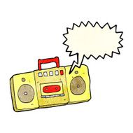 cartoon radio cassette player with speech bubble N4