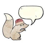 cartoon squirrel wearing hat with speech bubble N2