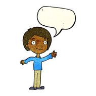 Cartoon happy boy with speech bubble N89