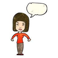 cartoon woman shrugging shoulders with speech bubble N183