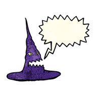cartoon spooky witches hat with speech bubble N3