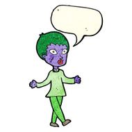 cartoon halloween zombie woman with speech bubble N3