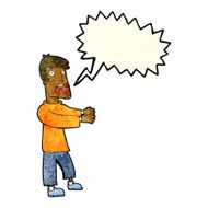 cartoon terrified man with speech bubble N81