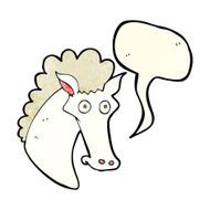 cartoon horse head with speech bubble N4
