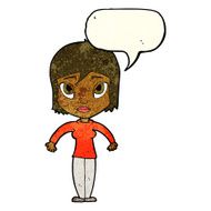 cartoon woman shrugging shoulders with speech bubble N185