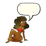 cartoon sexy woman in underwear with speech bubble N5