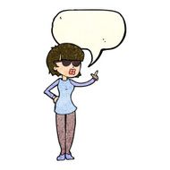 cartoon woman wearing spectacles with speech bubble N13