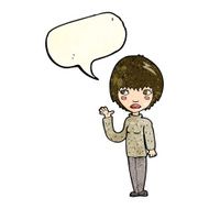 cartoon woman waving with speech bubble N124