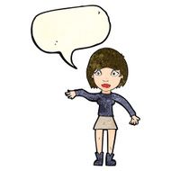 cartoon surprised woman with speech bubble N92