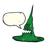 cartoon spooky witches hat with speech bubble N4