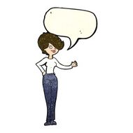 cartoon woman waving with speech bubble N125