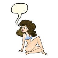 cartoon sexy woman in underwear with speech bubble N6