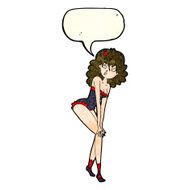 cartoon woman in lingerie with speech bubble N16