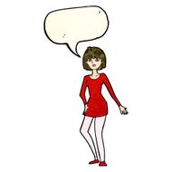 cartoon woman in dress with speech bubble N16