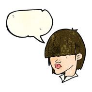 cartoon fashion haircut with speech bubble N3